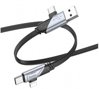 Кабель USB Multi 4в1 USB/Type-C - iP/Type-C HOCO U119 (PD 27W/60W (20V/3A), 120 см) черный#1934706