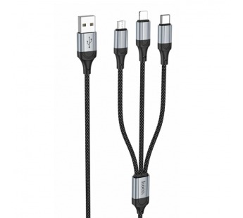 Кабель USB 3 в 1 Lightning/Micro USB/Type-C Hoco X102 черный#2100364