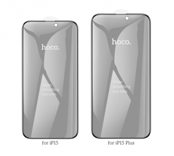 Защитное стекло Hoco A12 Pro IPhone 15 Plus антишпион, ударопрочное, усиленные края, цвет черный#1935039