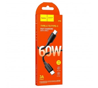 Кабель Type-C - Type-C Hoco X96 60W 100см 3A  (black) (220632)#2141650