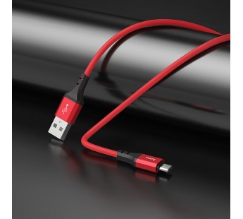 Кабель USB - micro USB Hoco X86 Spear 100см 2,4A  (red) (220503)#1936339