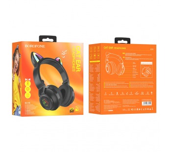 Bluetooth-наушники полноразмерные Borofone BO18 cat ear (повр. уп.) (black) (224616)#1936028