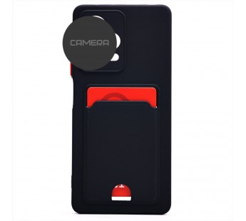Чехол силиконовый Xiaomi Redmi 12C матовый цветной с визитницей черный#1974381