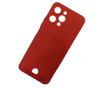 Чехол силиконовый Xiaomi Redmi 12 матовый цветной с визитницей красный#1949056