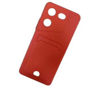 Чехол силиконовый Tecno Pova 5 матовый цветной с визитницей красный#1974308
