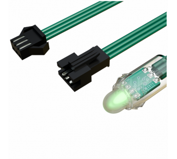 Светодиодный пиксель DIP, d=12 мм, 5В, 0,3Вт, чип WS2811, RGB, зеленый провод (50 штук), шт#1960074