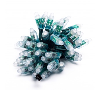 Светодиодный пиксель DIP, d=12 мм, 5В, 0,3Вт, чип WS2811, RGB, зеленый провод (50 штук), шт#1956353