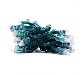 Светодиодный пиксель DIP, d=12 мм, 5В, 0,3Вт, чип WS2811, RGB, зеленый провод (50 штук), шт#1956352
