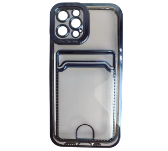 Чехол силиконовый iPhone 12 Pro цветная окантовка с визитницей и защитой камеры голубой#2130665