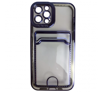 Чехол силиконовый iPhone 12 Pro цветная окантовка с визитницей и защитой камеры сиреневый#2130664