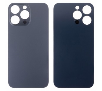 Задняя крышка для iPhone 14 Pro Max (A2895) Черный (стекло, монолит, широкий вырез под камеру, логотип) - Премиум#2137487