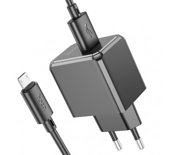 Адаптер постоянного тока Hoco CS11A, 1гн.USB 5В,2,1А + кабель micro USB, чёрный#1938628
