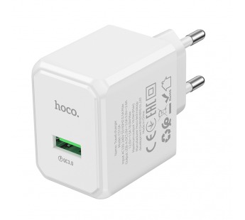 Адаптер постоянного тока Hoco CS12A, 1гн.USB 5В, 3,0А QC3.0, 18W, белый#1938631