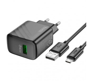 Адаптер Сетевой с кабелем Hoco CS21A Rich QC3.0 USB 18W (USB/Micro USB) (black) (222790)#2028734