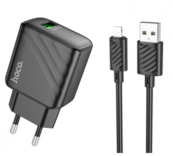 Адаптер Сетевой с кабелем Hoco CS21A Rich QC3.0 USB 18W (USB/Micro USB) (black) (222790)#1944035