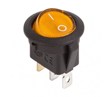 Выключатель клавишный круглый 12V 20А (3с) ON-OFF с подсветкой (RWB-214), жёлтый Rexant#2079588