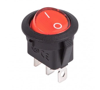 Выключатель клавишный круглый 12V 20А (3с) ON-OFF с подсветкой (RWB-214), красный Rexant#2079586