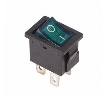 Выключатель клавишный 250V 6А (4с) ON-OFF с подсветкой Mini (RWB-207, SC-768), зелёный Rexant#2100866