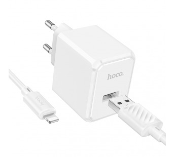 СЗУ с выходом USB Hoco CS11A (5V/2.1A/1USB/Кабель Lightning) белое#1949426