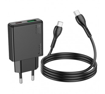 Адаптер Сетевой с кабелем Hoco N38 Delgado PD+QC USB/Type-C 20W (Type-C/Type-C) (black) (222779)#2056219