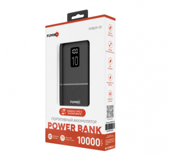 Внешний аккумулятор 10000 mAh FUMIKO PB09 (2USB/PD/Micro/дисплей) черный#2037516