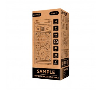 Портативная колонка FUMIKO Sample FBS41-01 (Bl/USB/TF/FM/AUX/микр/ПДУ/цветомуз/30Вт) черная#1968811