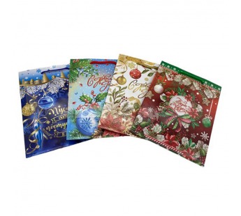 Пакет бумажный с ручками 18х10х23 из ламинированной бумаги Новый Год#2072294