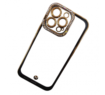 Чехол силиконовый iPhone 13 Pro ободок со стразами и защитой камеры черный#2092392