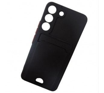 Чехол силиконовый Samsung S22 матовый цветной с визитницей черный#2013579