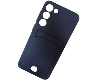 Чехол силиконовый Samsung S23 Plus матовый цветной с визитницей темно-синий#2013570