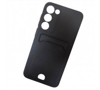 Чехол силиконовый Samsung S23 Plus матовый цветной с визитницей черный#2013560