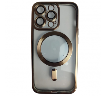 Чехол силиконовый iPhone 13 Pro цветная окантовка с Magsafe золотой#2110123