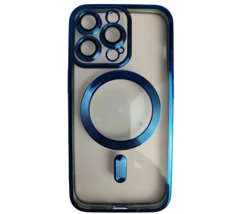 Чехол силиконовый iPhone 13 Pro цветная окантовка с Magsafe синий#2110121