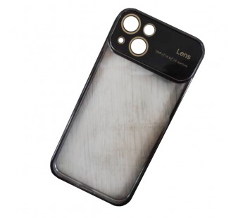 Чехол силиконовый iPhone 15 глянцевый с защитным проемом черный#1953180