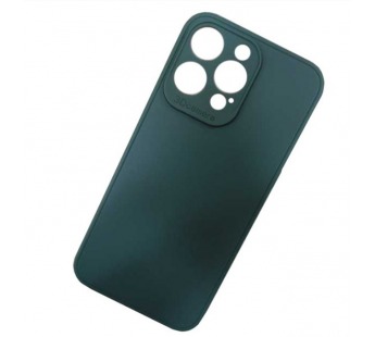 Чехол силиконовый iPhone 15 Pro Max матовый с защитой камеры темно-зеленый#2001474
