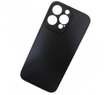 Чехол силиконовый iPhone 15 Pro Max матовый с защитой камеры черный#2001472
