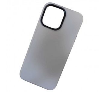 Чехол силиконовый iPhone 15 Pro Max матовый с ободком белый#1961427