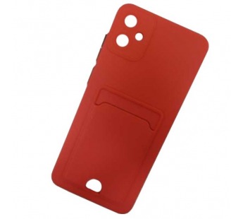 Чехол силиконовый Samsung A05 матовый цветной с визитницей красный#2013256