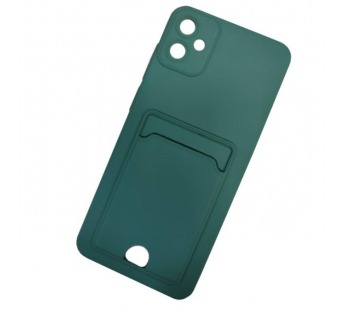 Чехол силиконовый Samsung A05 матовый цветной с визитницей темно-зеленый#2013252