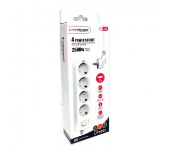 Сетевой фильтр-удлинитель Live-Power LP5055 4 розеток 2000mm White (A5155), шт#2090347
