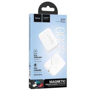 Портативный аккумулятор HOCO J117 5000 mAh PD 20W с беспроводной зарядкой (белый)#1951814