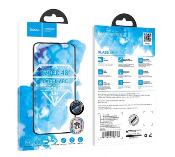 Защитное стекло Hoco A34 IPhone 15, ударопрочное, с защитой от пыли, цвет черный#2105223