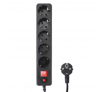 Сетевой фильтр Гарнизон 5 розеток 10А, 2.2кВт, L=1.8м, чёрный#2053216