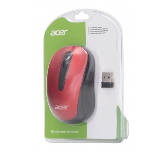 Мышь Acer OMR136 красный оптическая (1000dpi) беспроводная USB для ноутбука (2but) ZL.MCEEE.01J [12., шт#1955220
