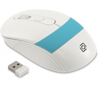 Мышь Оклик 310MW белый/синий оптическая (3200dpi) беспроводная USB для ноутбука (3but) [12.12], шт#1955118