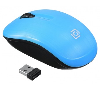 Мышь Оклик 525MW черный/голубой оптическая (1000dpi) беспроводная USB для ноутбука (3but) [12.12], шт#1955112