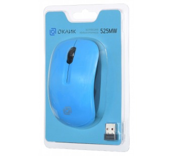 Мышь Оклик 525MW черный/голубой оптическая (1000dpi) беспроводная USB для ноутбука (3but) [12.12], шт#1955114