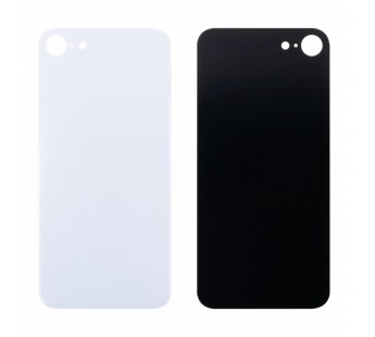 Задняя крышка для iPhone SE 2020 (A2296) Белый (стекло, монолит, широкий вырез под камеру, логотип) - Премиум#2069881