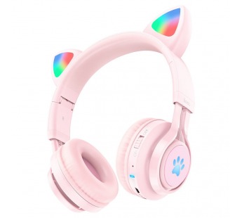 Bluetooth-наушники полноразмерные Hoco W39 Cat ear kids BT (повр. уп.) (pink) (227700)#1959955