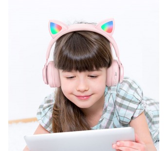 Bluetooth-наушники полноразмерные Hoco W39 Cat ear kids BT (повр. уп.) (pink) (227700)#1959957